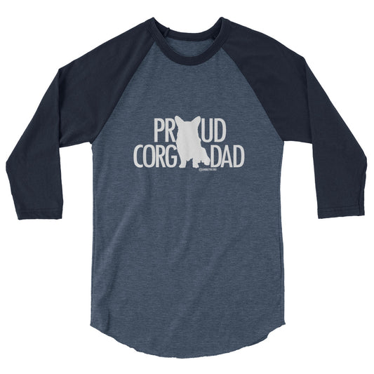 Proud Corgi Dad - Light Font - 3/4 sleeve raglan shirt