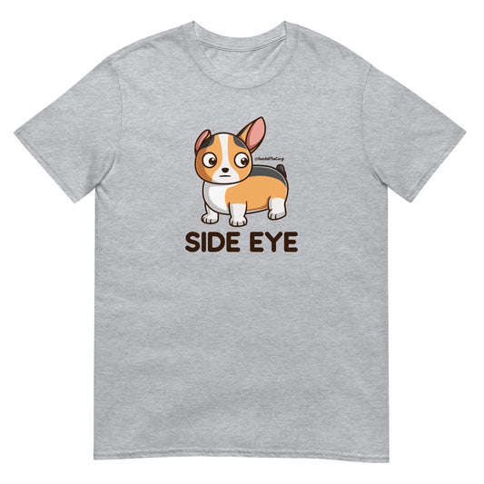 Corgi Side Eye - Dark Font - Short-Sleeve Unisex T-Shirt